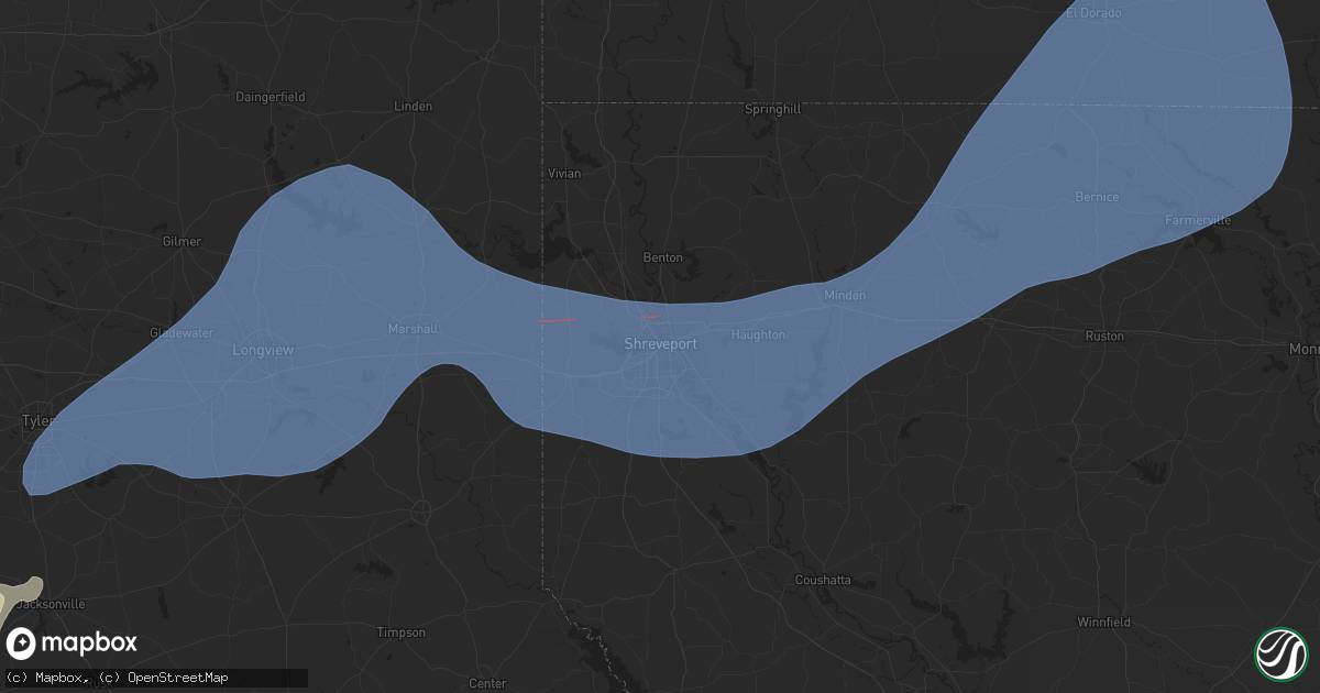 Hail map in Shreveport, LA on March 4, 2025