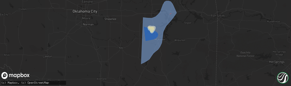 Hail map in Stuart, OK on March 4, 2025