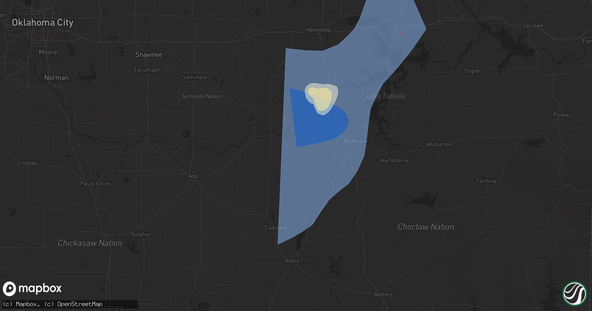 Hail map in Stuart, OK on March 4, 2025