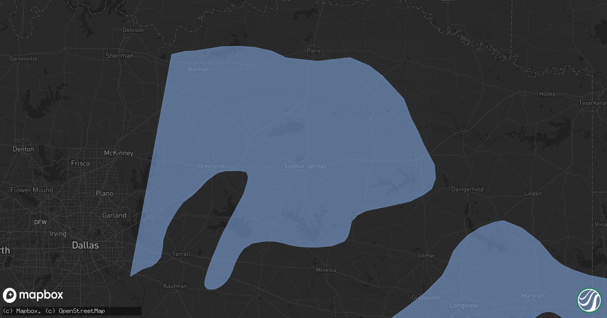 Hail map in Sulphur Springs, TX on March 4, 2025
