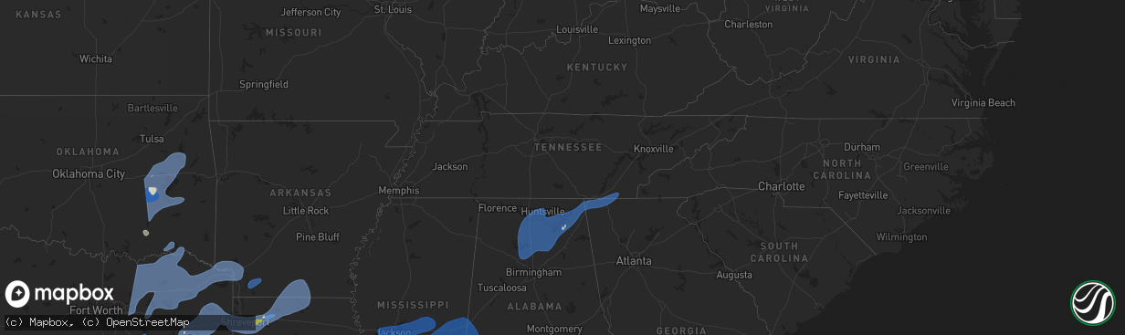 Hail map in Tennessee on March 4, 2025