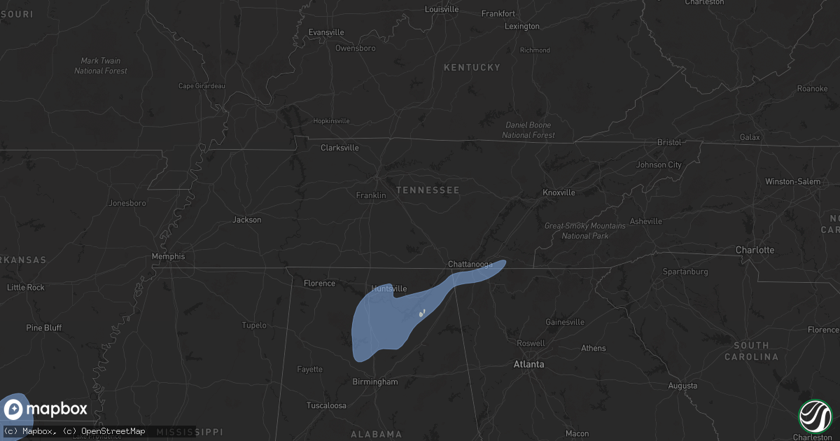 Hail map in Tennessee on March 4, 2025
