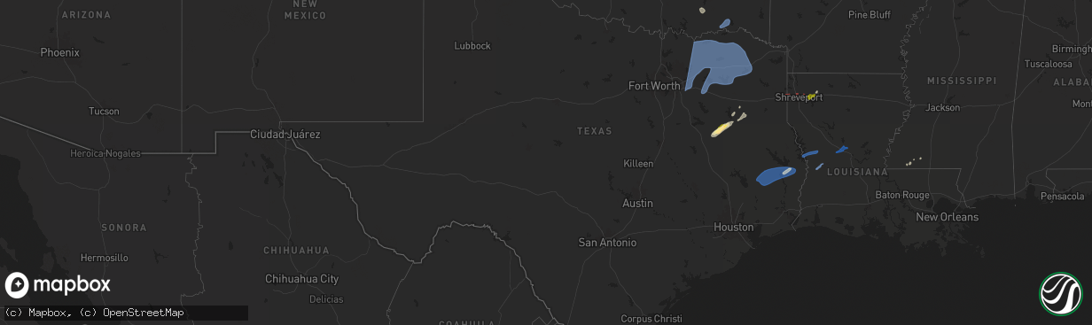 Hail map in Texas on March 4, 2025