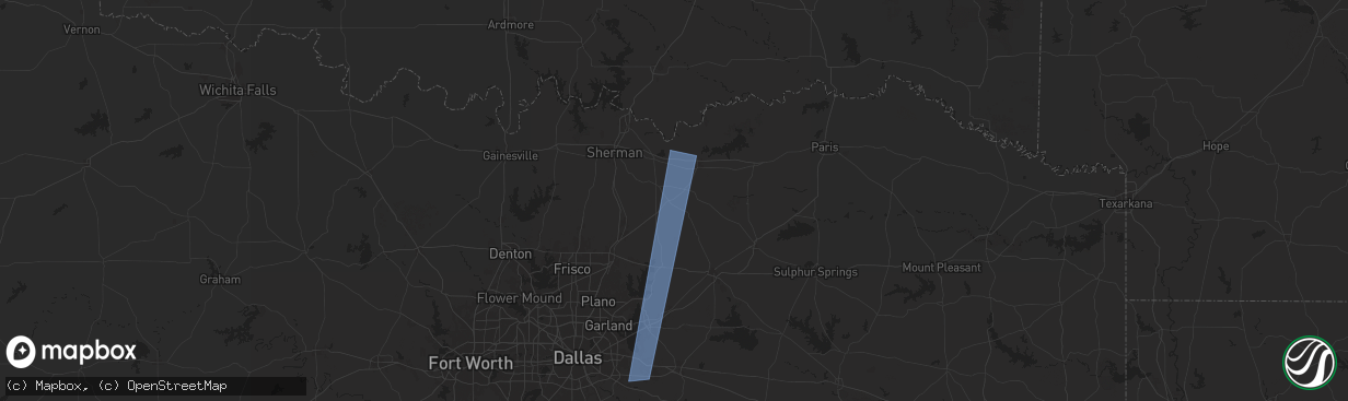 Hail map in Trenton, TX on March 4, 2025