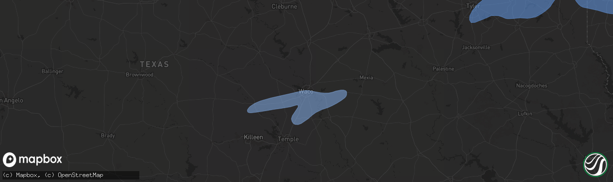 Hail map in Waco, TX on March 4, 2025