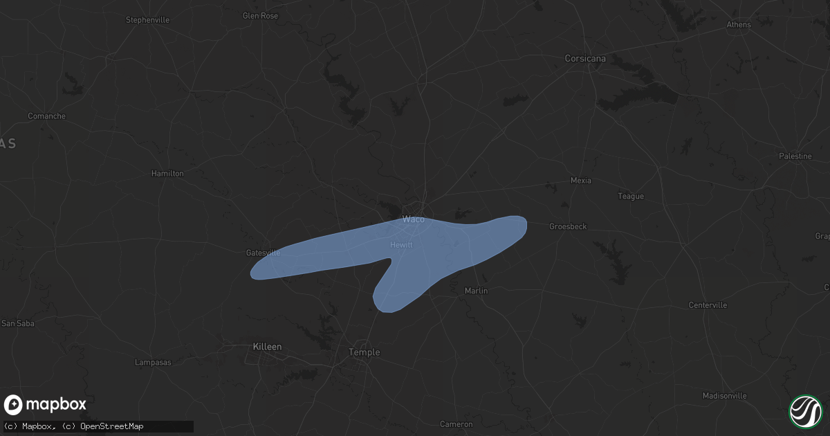 Hail map in Waco, TX on March 4, 2025