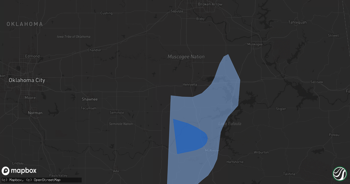 Hail map in Weleetka, OK on March 4, 2025