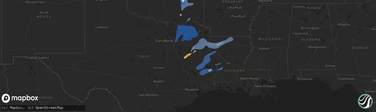 Hail map on March 4, 2025