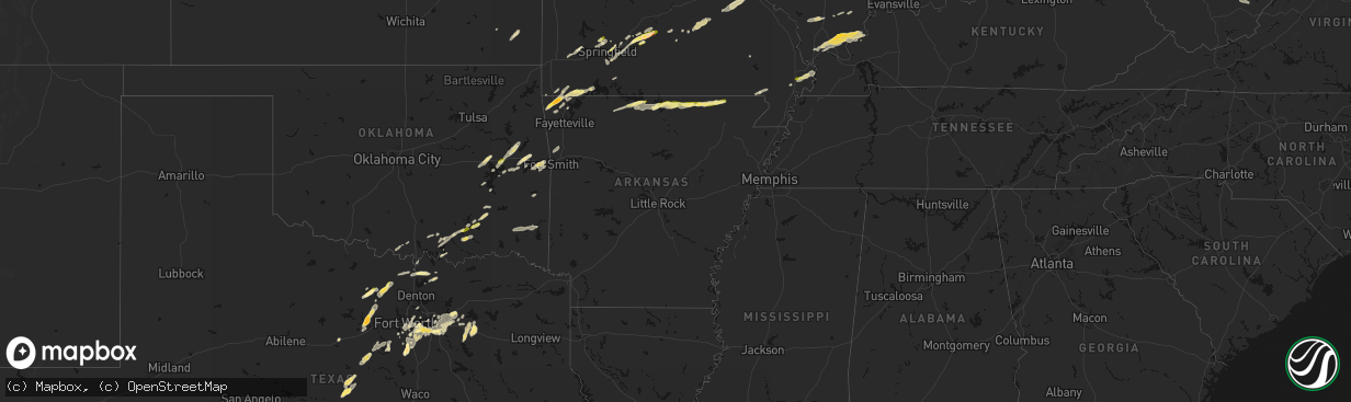 Hail map in Arkansas on March 4, 2026