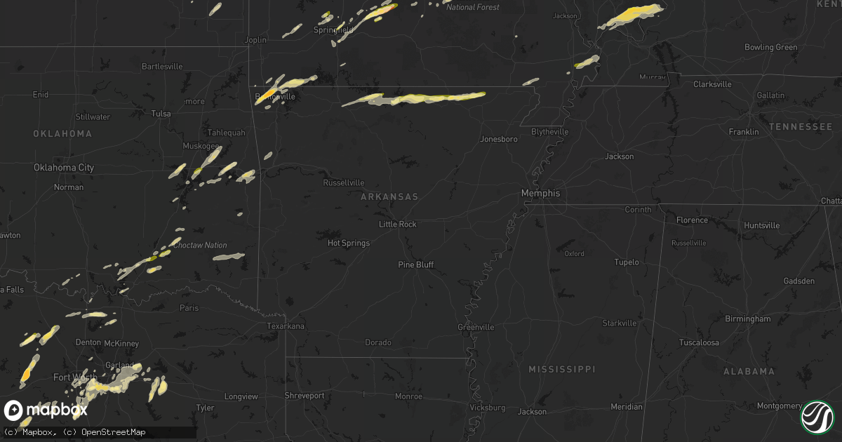 Hail map in Arkansas on March 4, 2026