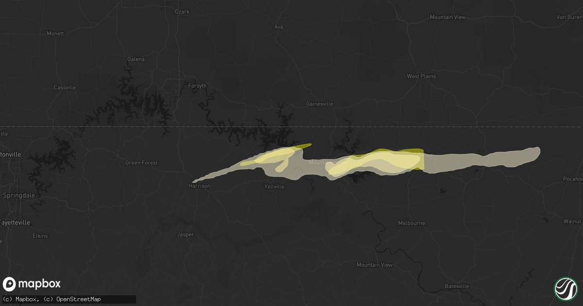 Hail map in Bull Shoals, AR on March 4, 2026