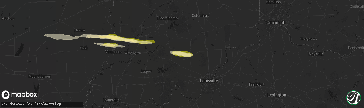 Hail map in Campbellsburg, IN on March 4, 2026