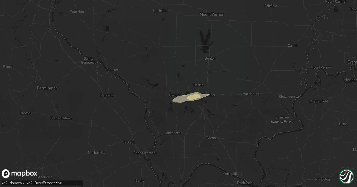 Hail map in Carbondale, IL on March 4, 2026