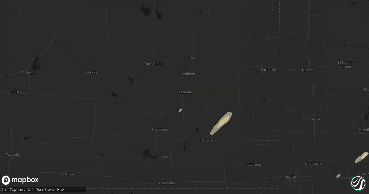 Hail map in Chanute, KS on March 4, 2026