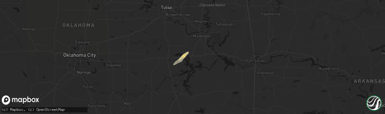 Hail map in Checotah, OK on March 4, 2026