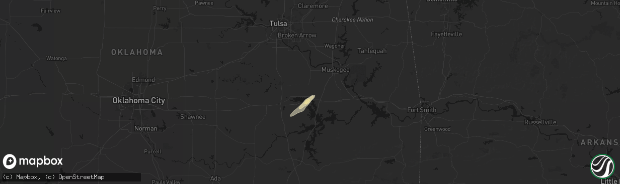 Hail map in Council Hill, OK on March 4, 2026