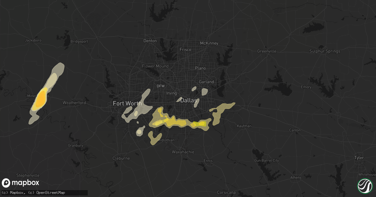 Hail map in Dallas, TX on March 4, 2026