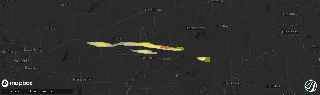 Hail map in Edwardsport, IN on March 4, 2026