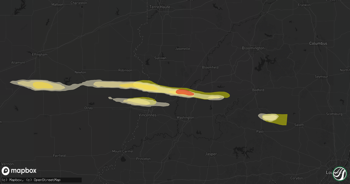 Hail map in Edwardsport, IN on March 4, 2026