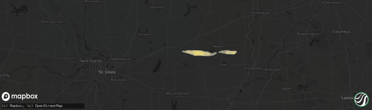 Hail map in Farina, IL on March 4, 2026