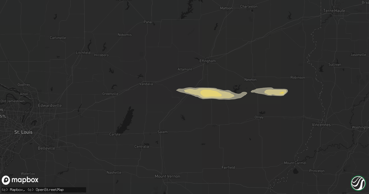 Hail map in Farina, IL on March 4, 2026
