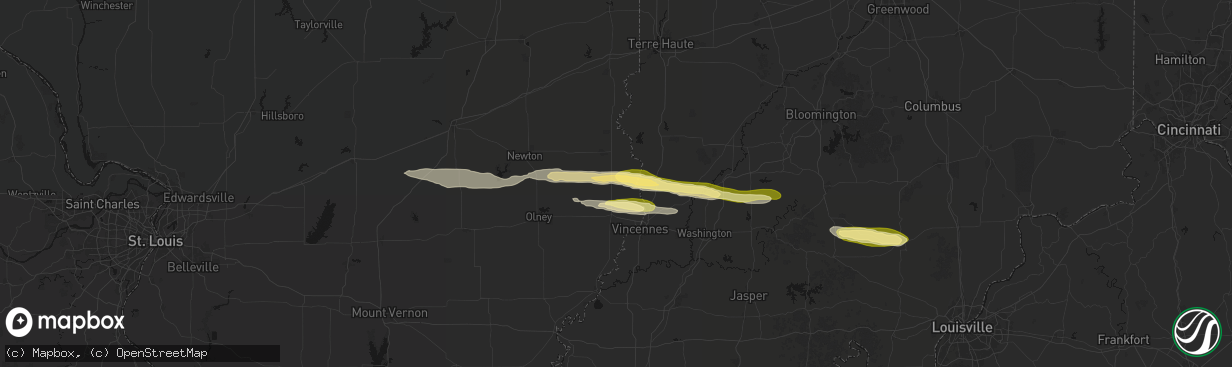 Hail map in Flat Rock, IL on March 4, 2026