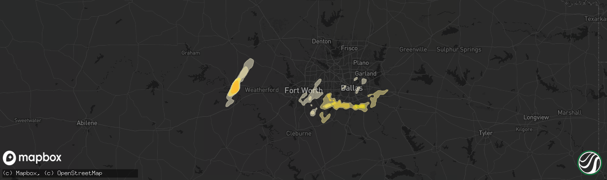 Hail map in Fort Worth, TX on March 4, 2026