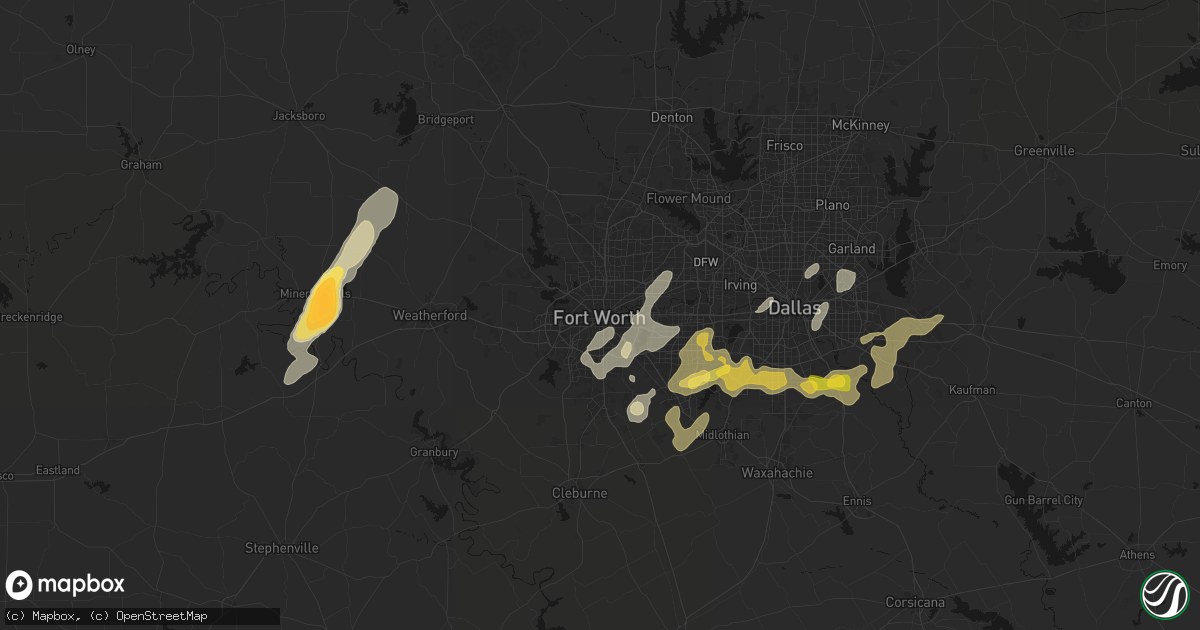 Hail map in Fort Worth, TX on March 4, 2026