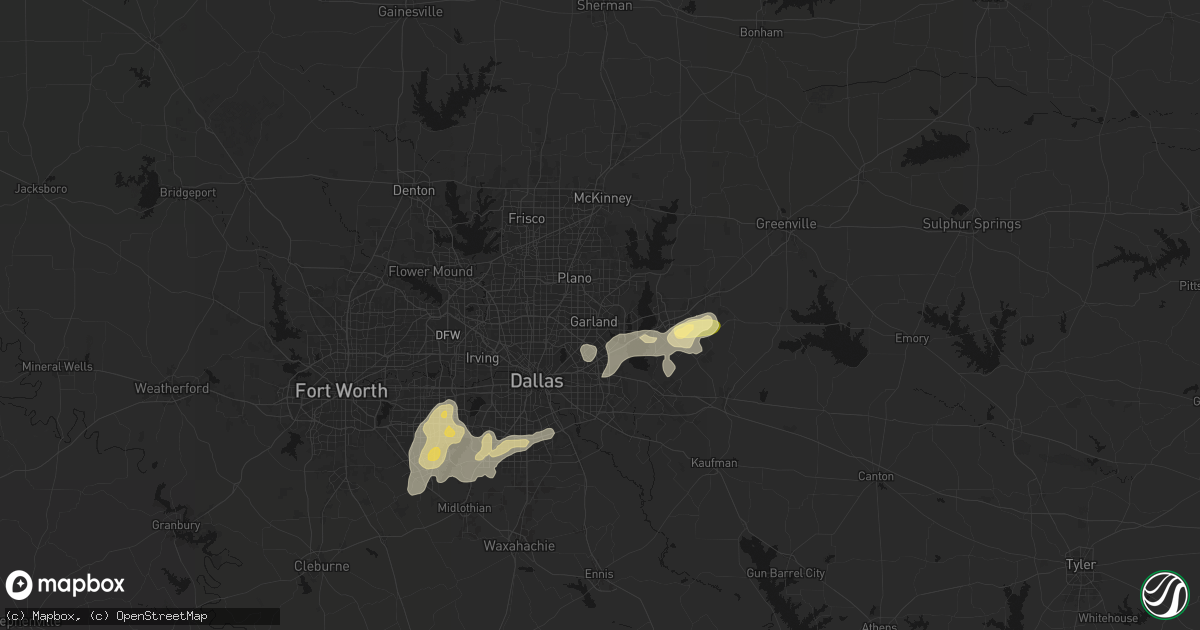 Hail map in Garland, TX on March 4, 2026