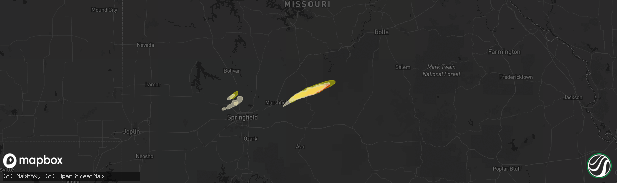 Hail map in Grovespring, MO on March 4, 2026