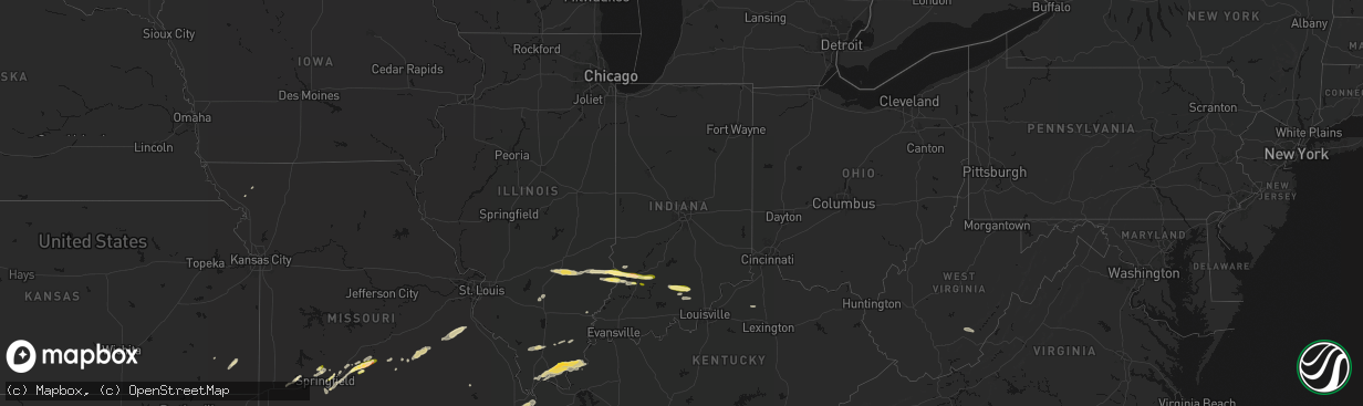 Hail map in Indiana on March 4, 2026