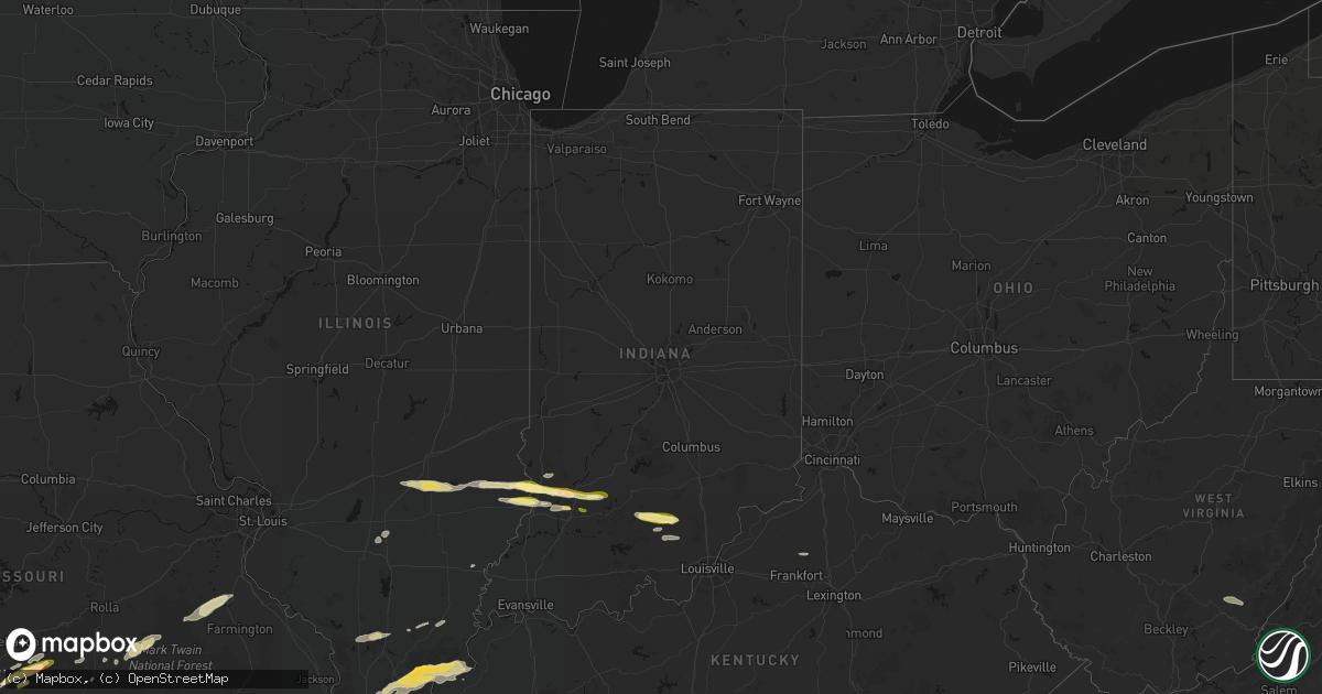 Hail map in Indiana on March 4, 2026