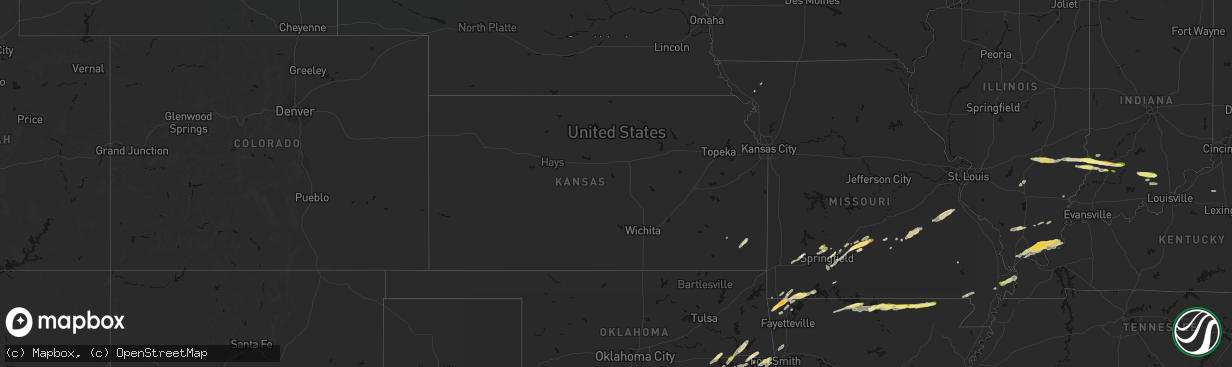 Hail map in Kansas on March 4, 2026