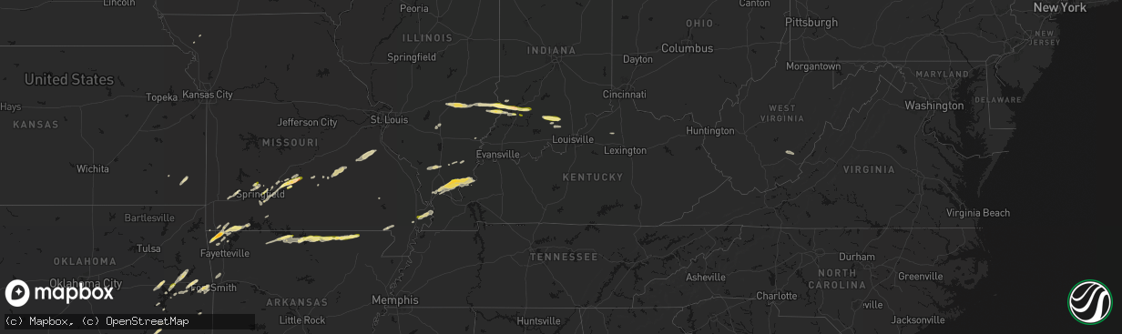 Hail map in Kentucky on March 4, 2026
