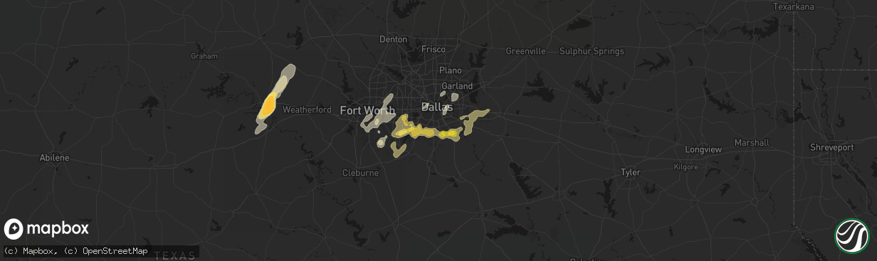 Hail map in Lancaster, TX on March 4, 2026