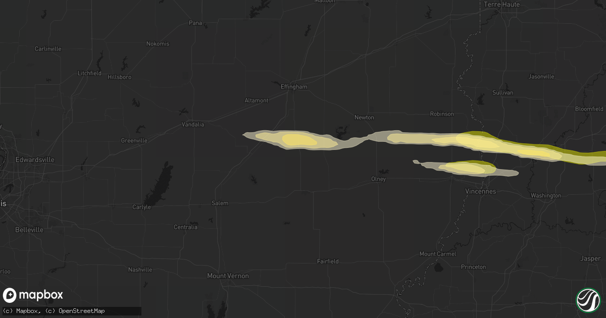 Hail map in Louisville, IL on March 4, 2026