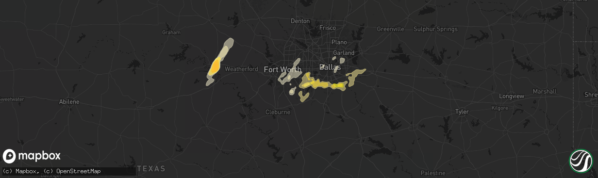 Hail map in Mansfield, TX on March 4, 2026