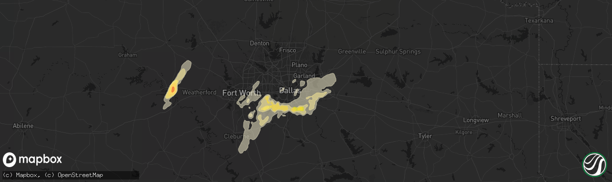 Hail map in Mesquite, TX on March 4, 2026