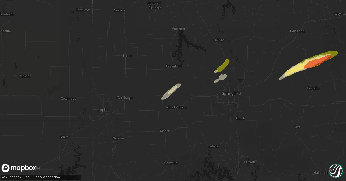 Hail map in Miller, MO on March 4, 2026