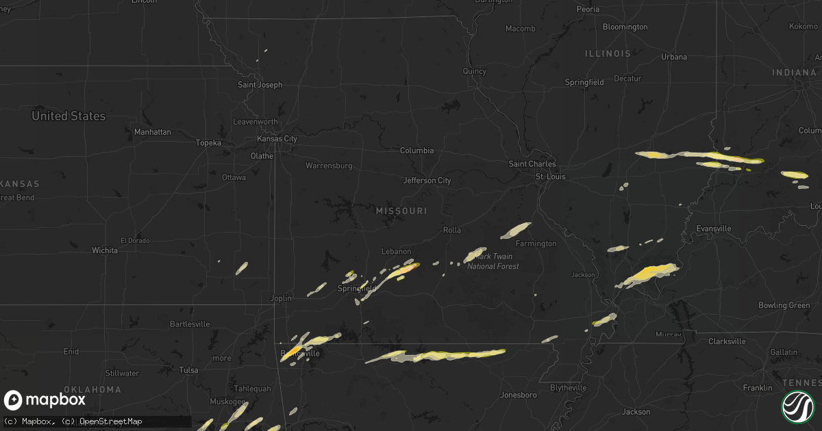 Hail map in Missouri on March 4, 2026
