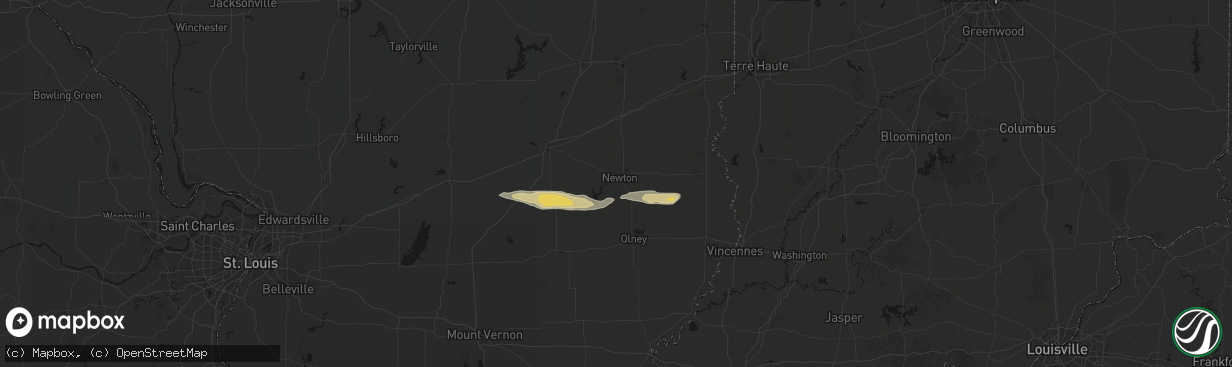 Hail map in Newton, IL on March 4, 2026