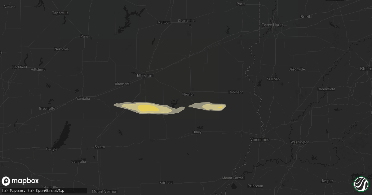 Hail map in Newton, IL on March 4, 2026
