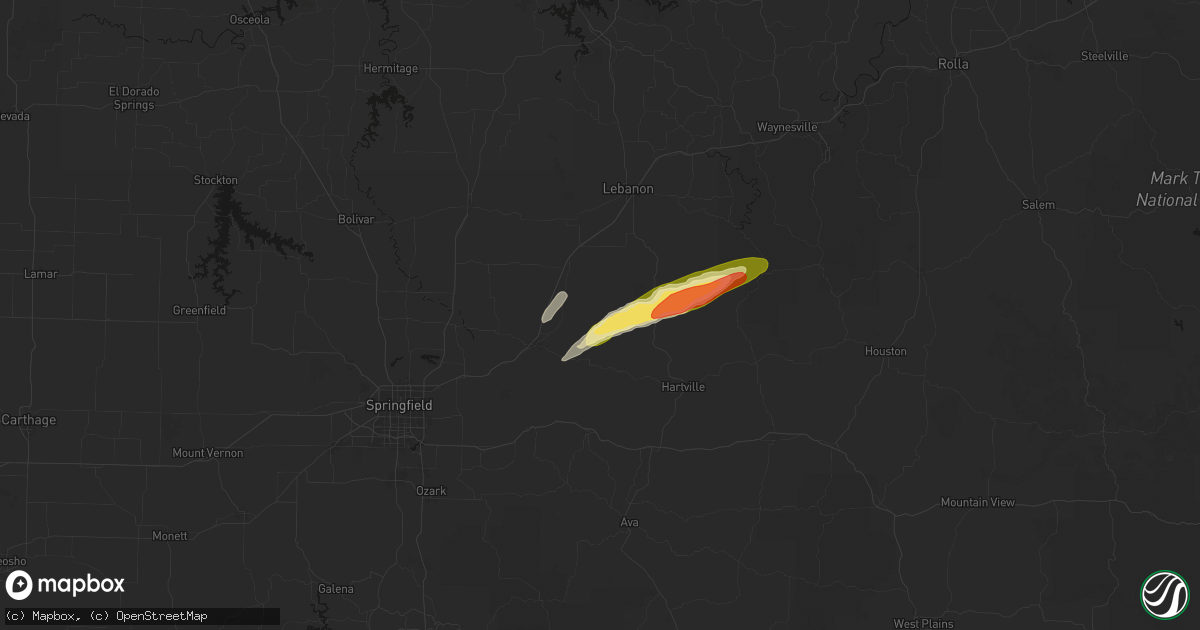 Hail map in Niangua, MO on March 4, 2026