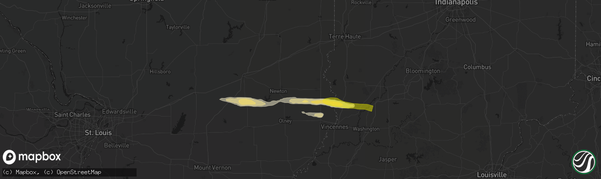 Hail map in Oblong, IL on March 4, 2026