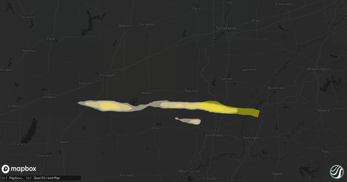 Hail map in Oblong, IL on March 4, 2026