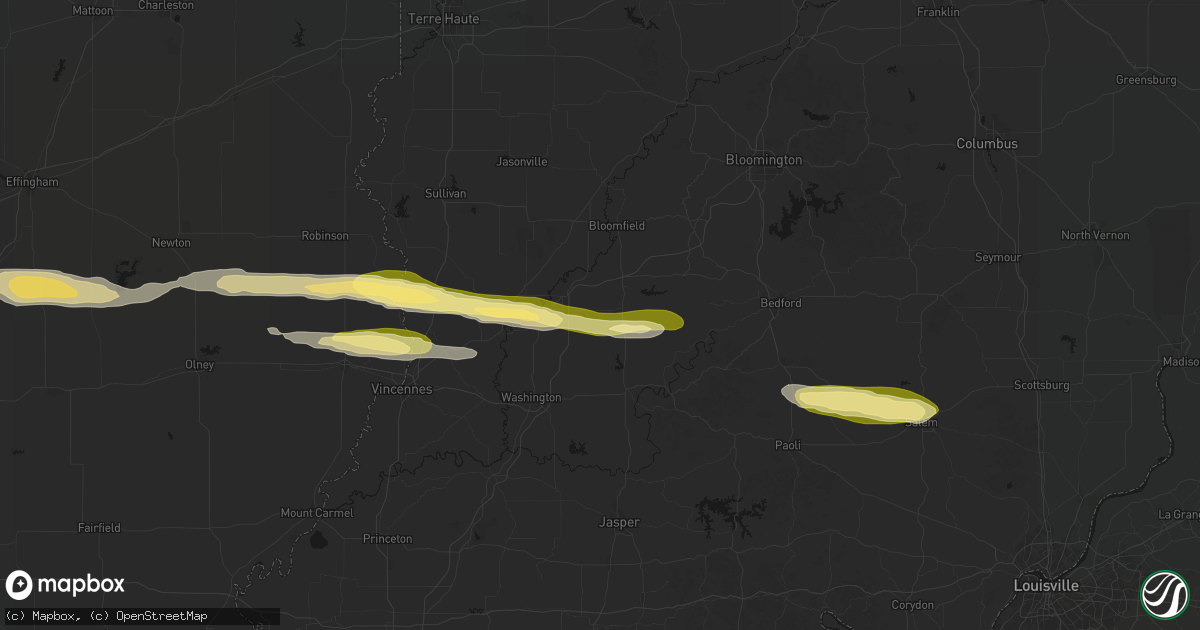 Hail map in Odon, IN on March 4, 2026