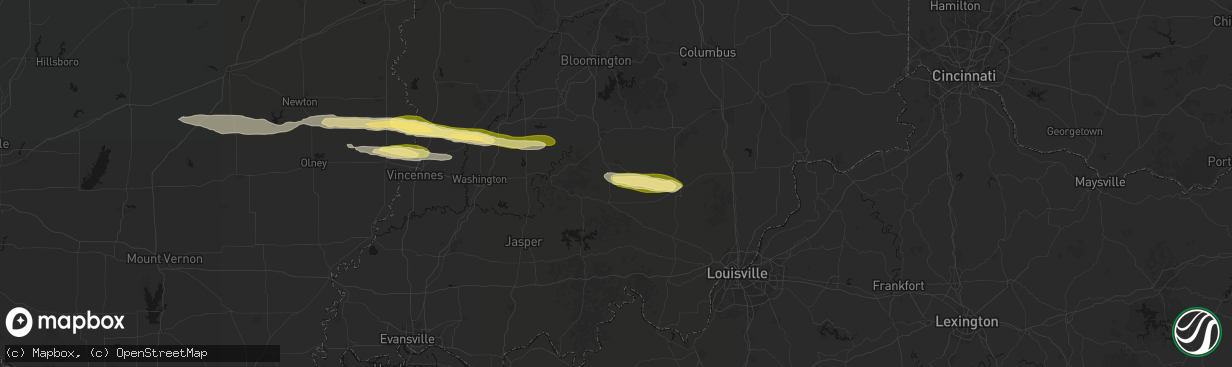 Hail map in Orleans, IN on March 4, 2026