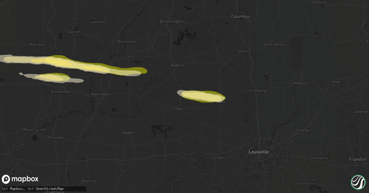 Hail map in Orleans, IN on March 4, 2026