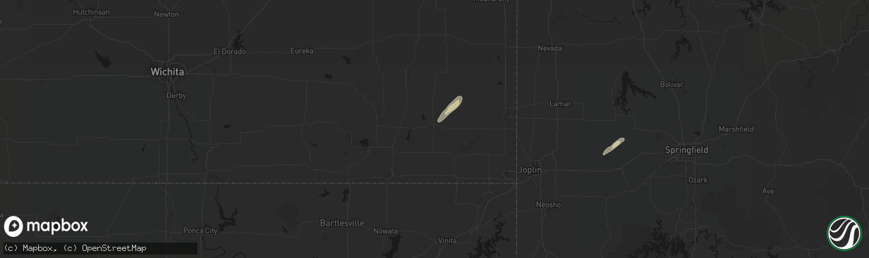 Hail map in Parsons, KS on March 4, 2026