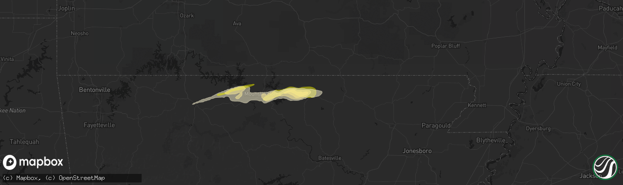 Hail map in Salem, AR on March 4, 2026